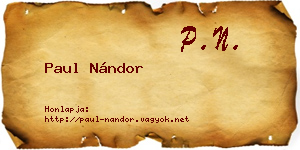 Paul Nándor névjegykártya
